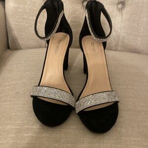 Top Moda Rhinestone Black Heels Size 8